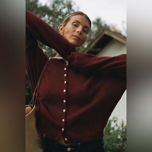 Solai Wine Color Button Cardigan Size M